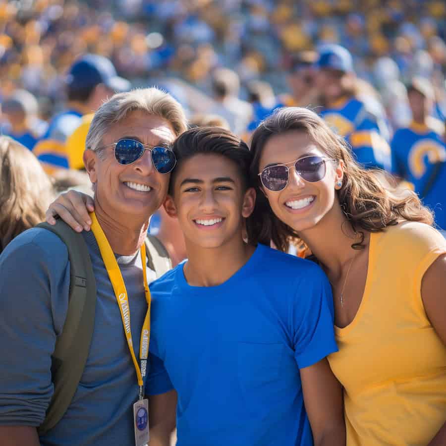 family at college football game parents weekend