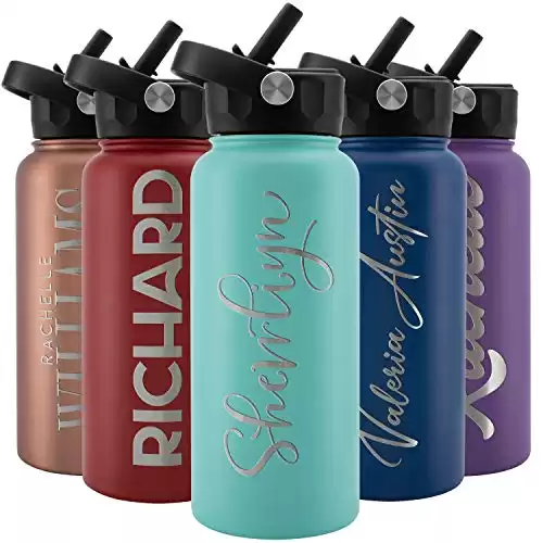 Amazing Items Personalized Water Bottle w/Straw & Lid
