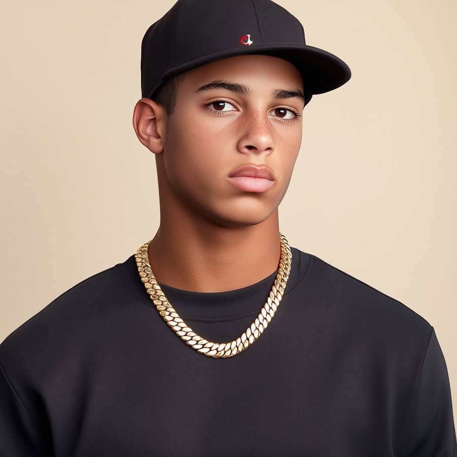 Baseball player wearing chain