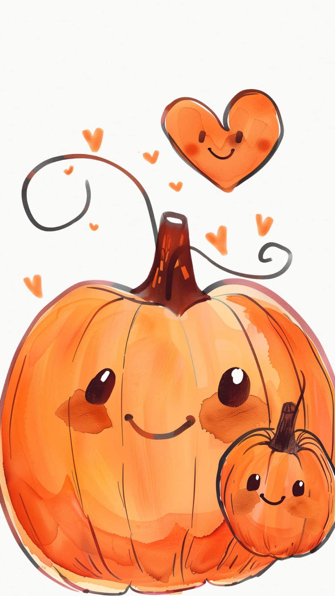 cute big and little pumpkins cellphone wallpaper