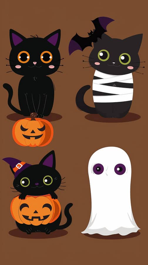 Cats dressed up for halloween
