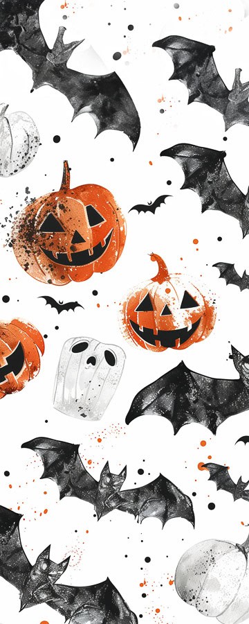 Bats ghost and pumpkin halloween aesthetic