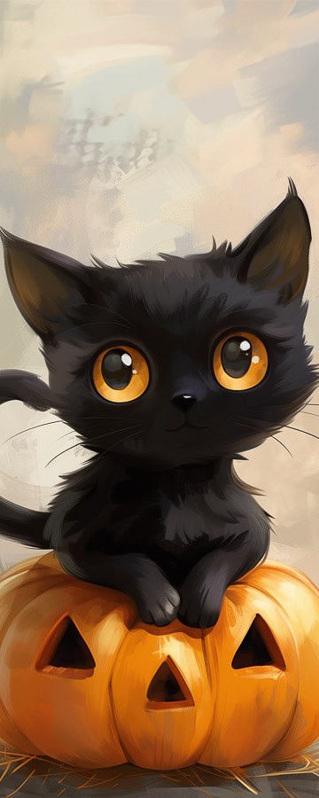 adorable cat on pumpkin