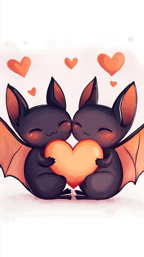 Two adorable bats in love