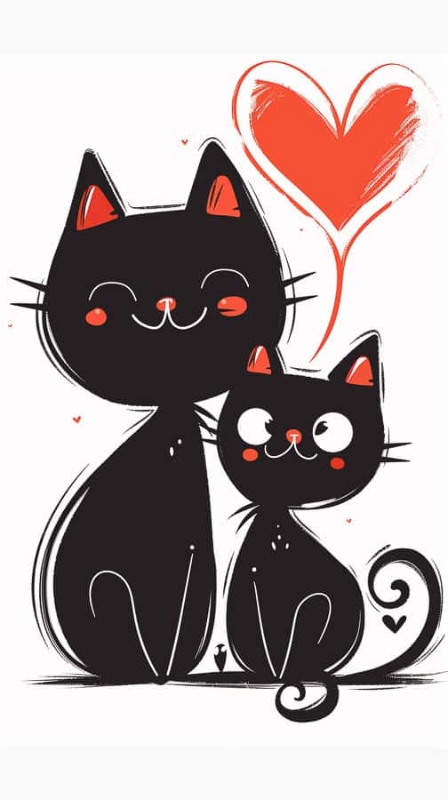 Cute mom cat and baby wallpaper