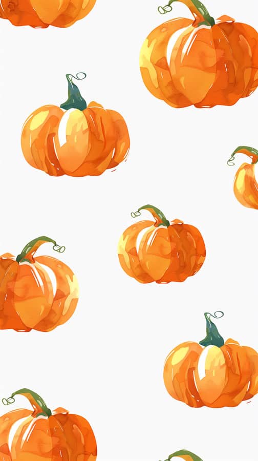 mini pumpkins on white background