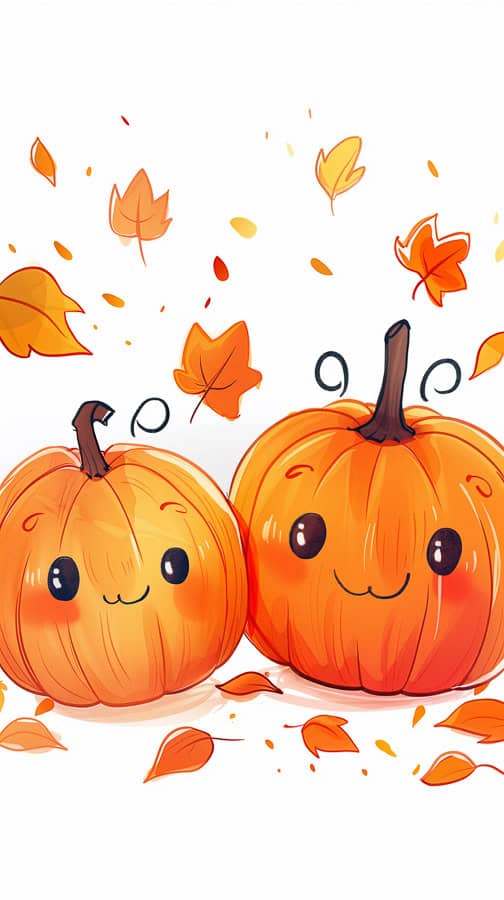 cute pumpkins with fall leaves