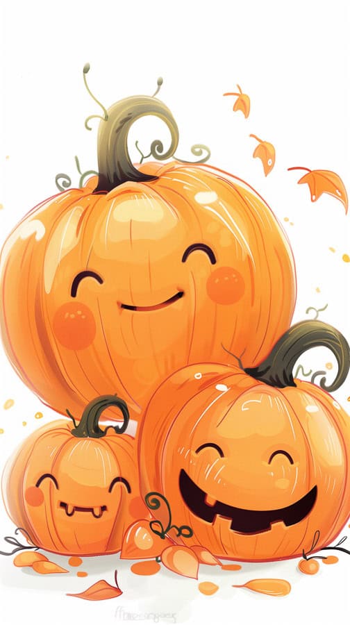 three cute pumpkins