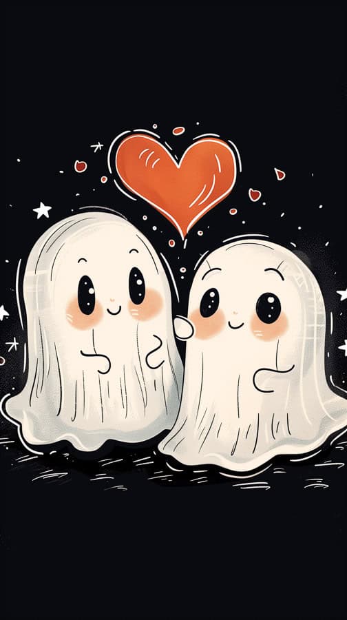 two cute ghosts in love