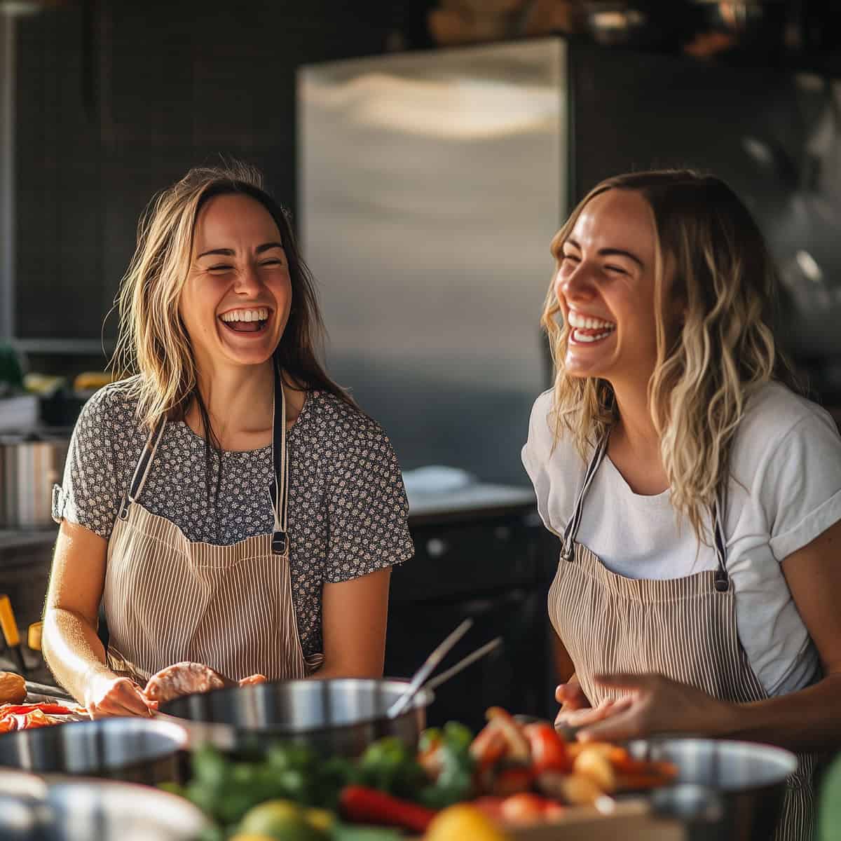 sisters in law taking cooking class together