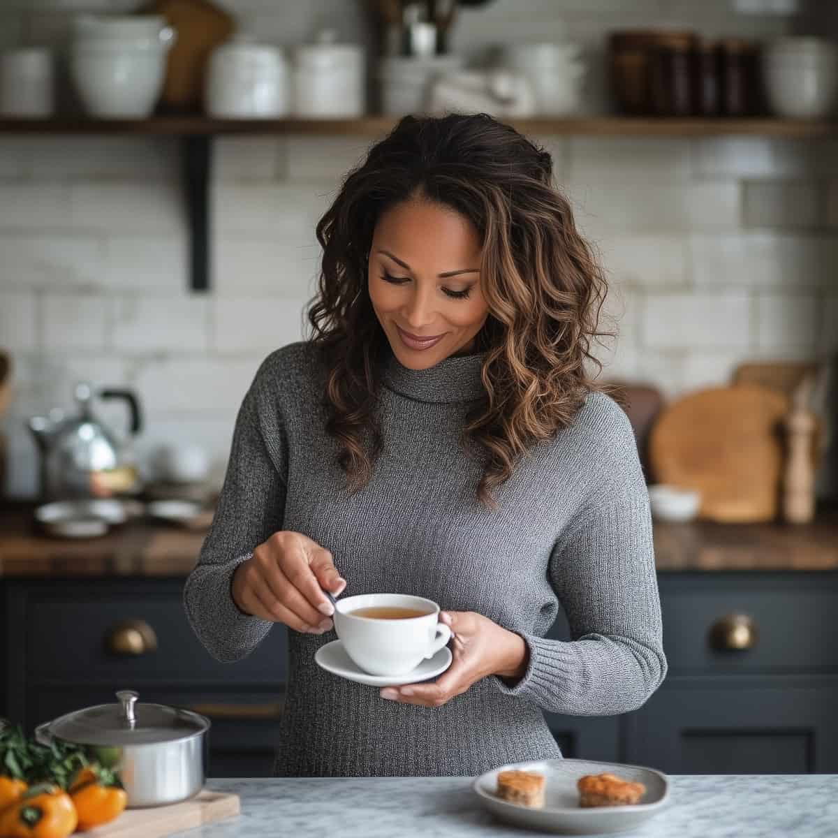 Woman enjoying cup of tea