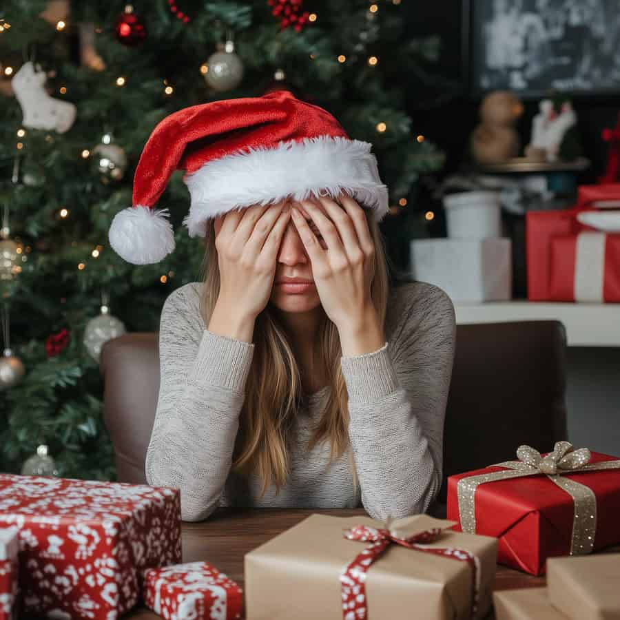woman stressed during holiday season