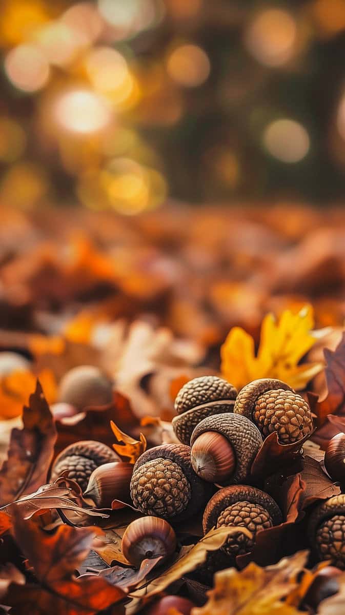 Acorns on the forest floor