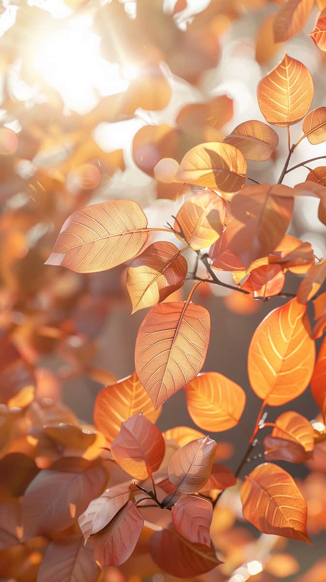 fall leaves with diffuse light