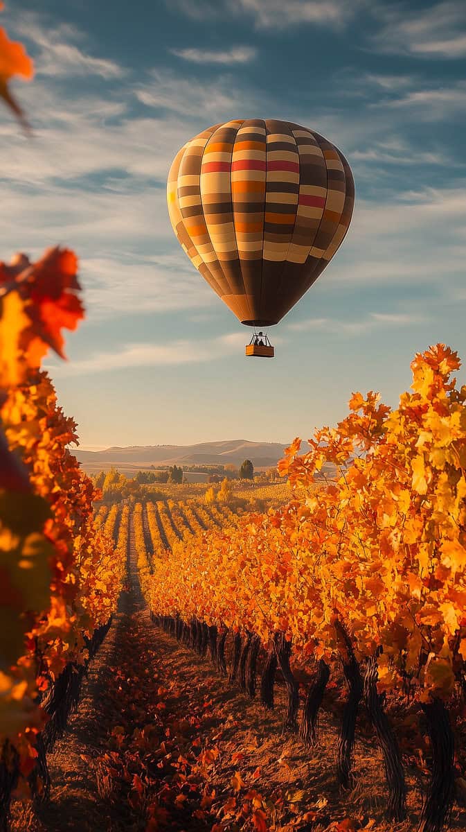 Hot air balloon in fall