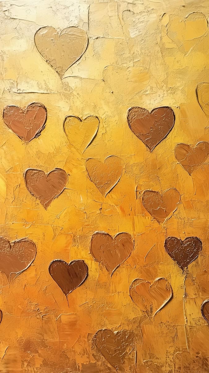 brown hearts fall wall paper art