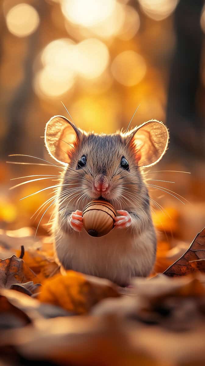 cute mouse with acorn