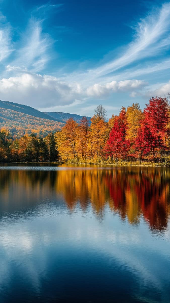 Fall foliage reflected in lake