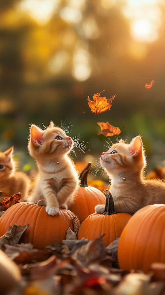 autumn kitten wallpaper