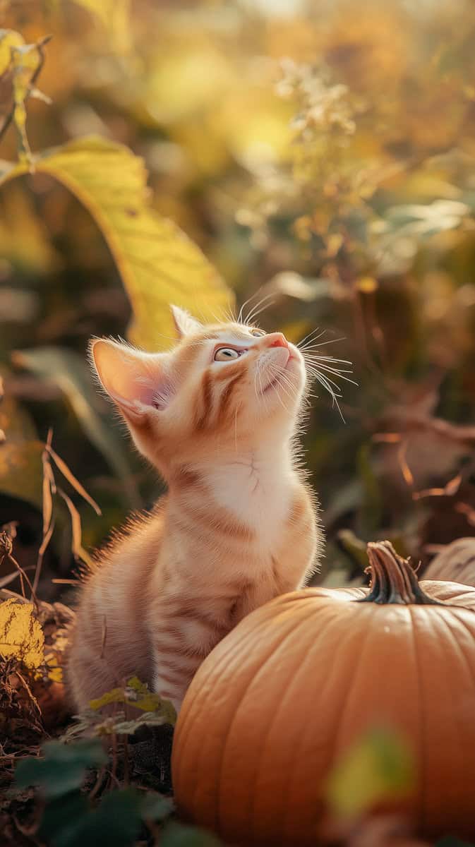 fall wallpaper cat