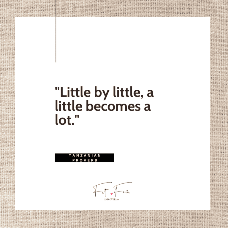 A motivational quote about small steps leading to big change, perfect for women over 40 focused on health, wellness, and personal growth.