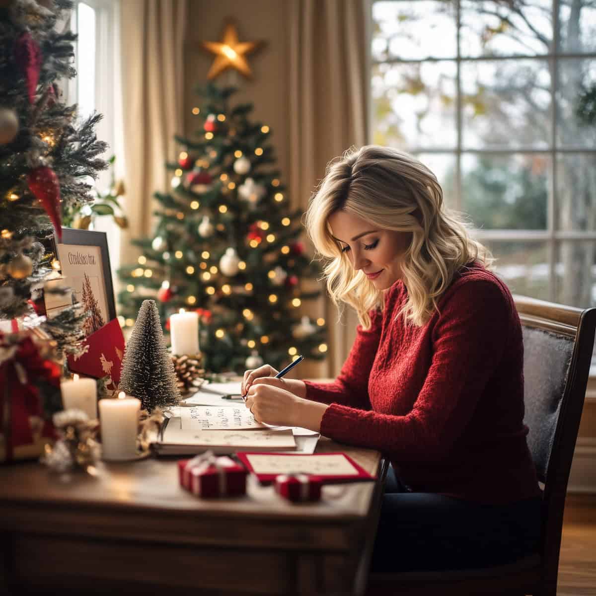 Merry Christmas Wishes-5 | Fit Fun And Over 40 Woman writing Christmas note
