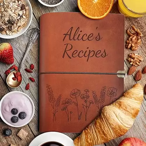 Handmade Leather Recipe Book, Personalized