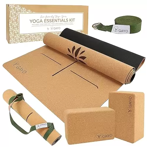 Gayo Premium Cork All-in-One Yoga Essentials Kit