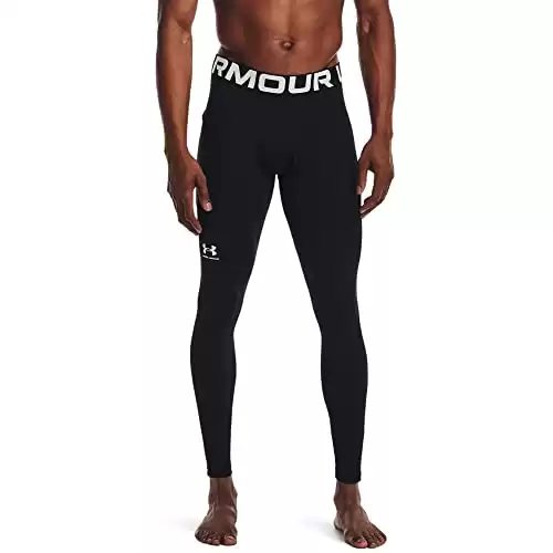Under Armour Men's ColdGear Armour Leggings , Black (001)/White, Large