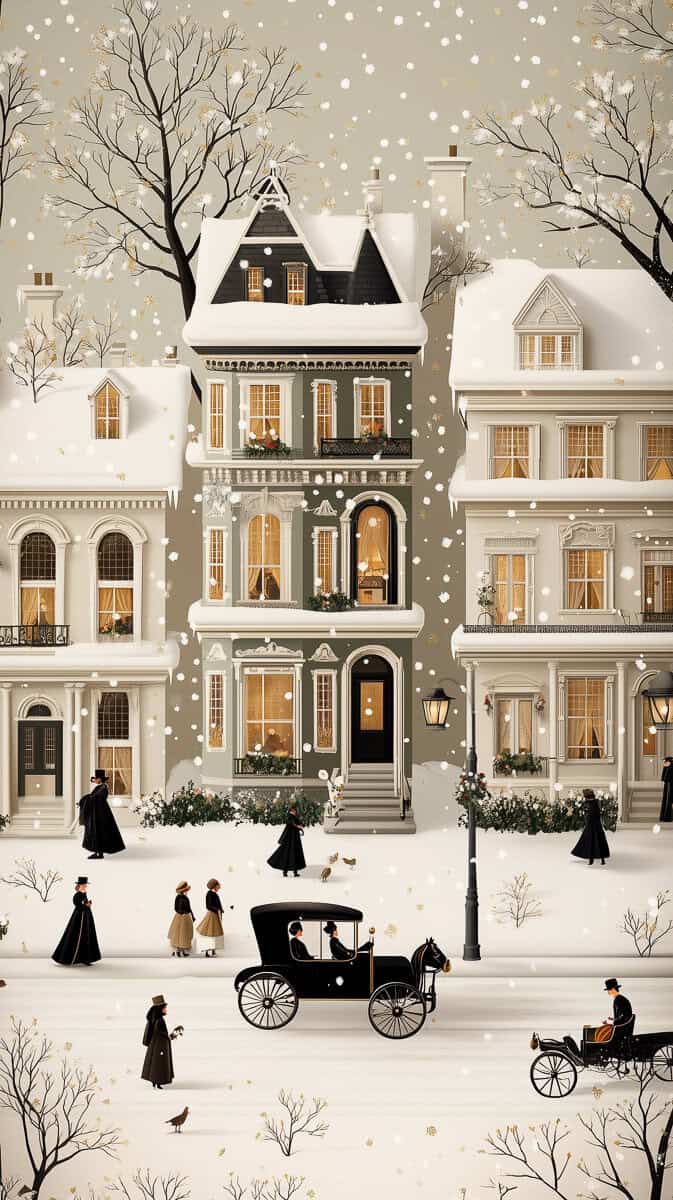 vintage winter wallpaper-1 | Fit Fun And Over 40 Christmas Scene Painting