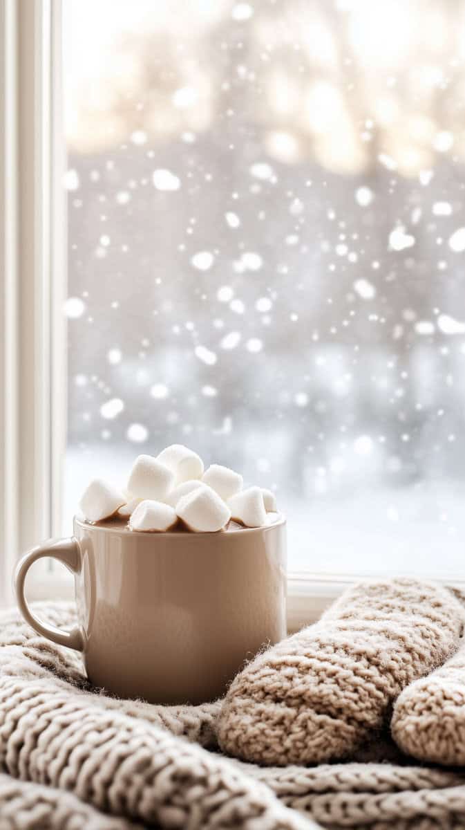 winter wallpapers aesthetic-03 | Fit Fun And Over 40 Hot chocolate on snowy day