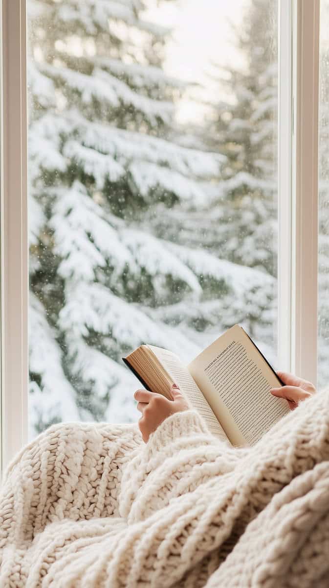 winter wallpapers aesthetic-05 | Fit Fun And Over 40 Cozy winter day reading book
