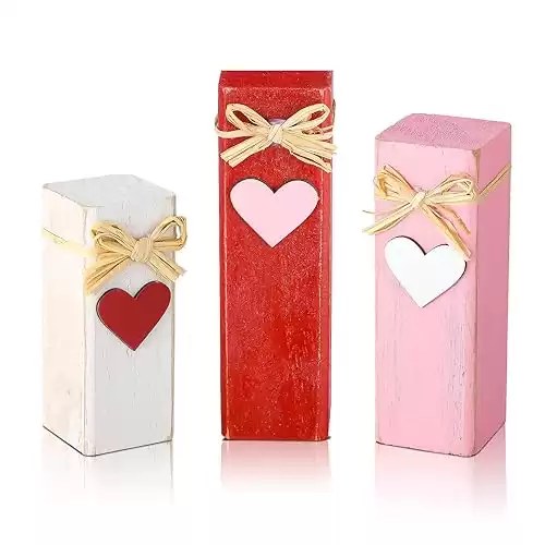 3 Pcs Valentine's Day Rustic Wood Presents