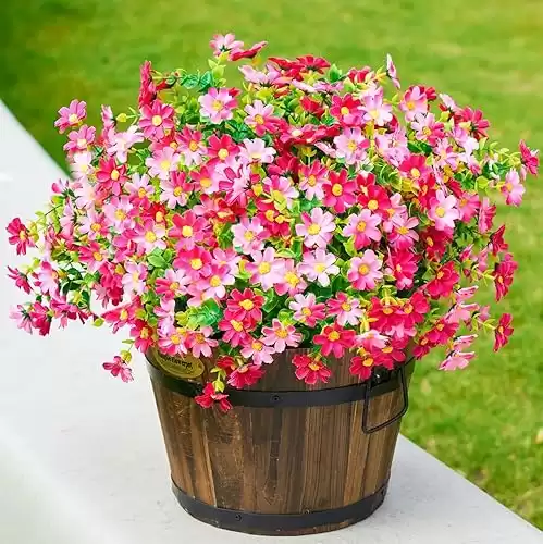 12 Bundles Artificial Faux Flowers Plants Outdoor