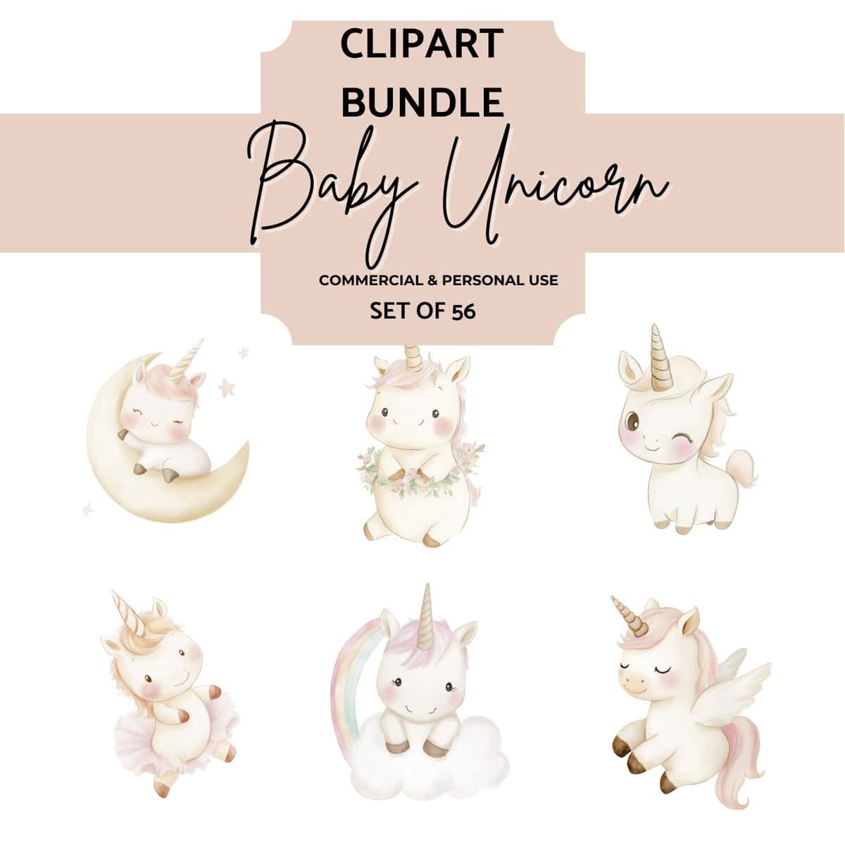 Baby Unicorn Digital Download for Birthday Party Decorations