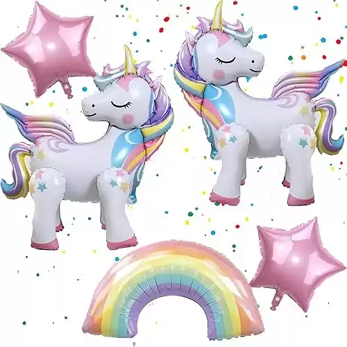 5 Unicorn Party Supplies Foil Unicorn Balloons For Unicorn Birthday Party Decorations
