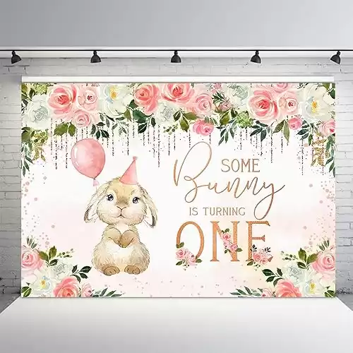 Spring Bunny Theme One Birthday Backdrop