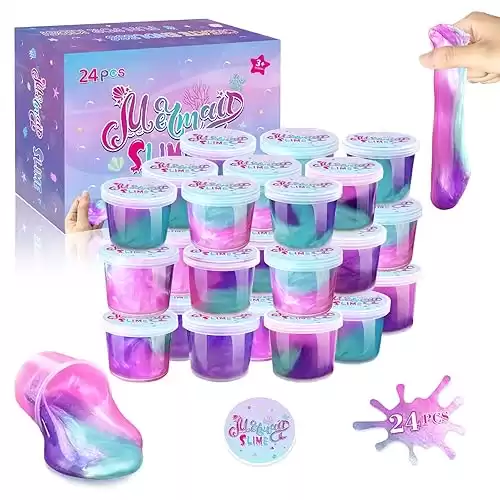 24 Pack Mermaid Slime Party Favors for Kids