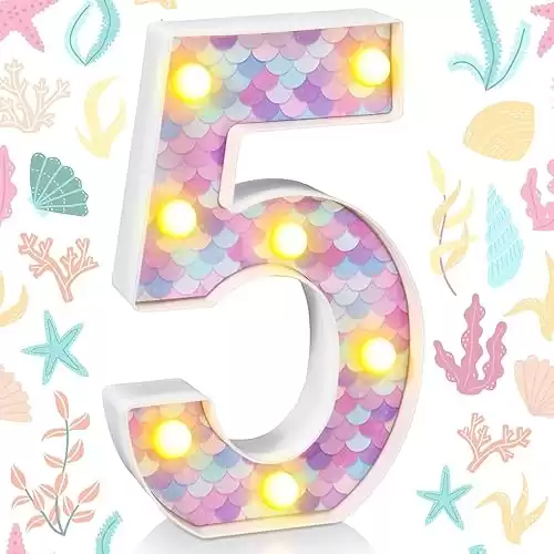 Mermaid Birthday Party Decoration, Decorative LED Glowing Numbers Mermaid Theme Marquee