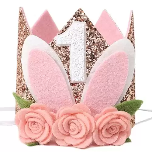 Some Bunny Easter Bunny Floral 1st Birthday Crown Hat