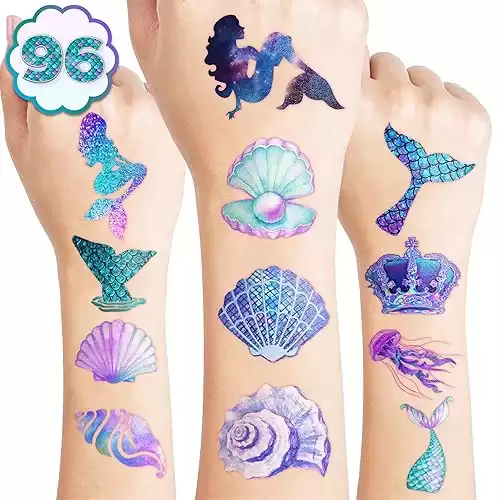 96PCS Mermaid Temporary Tattoos for Kids