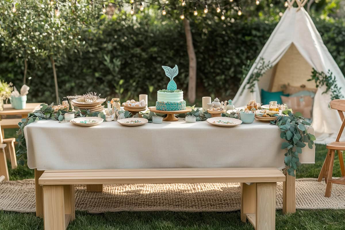 Mermaid themed birthday party-07 | Fit Fun And Over 40 Boho mermaid themed party