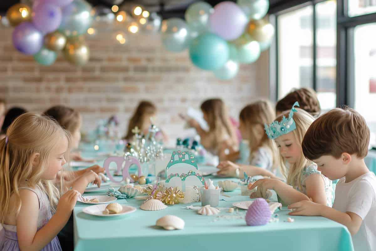 Mermaid themed birthday party-13 | Fit Fun And Over 40 Craft station at mermaid party