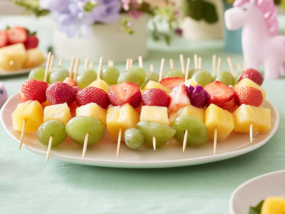 Rainbow fruit skewers