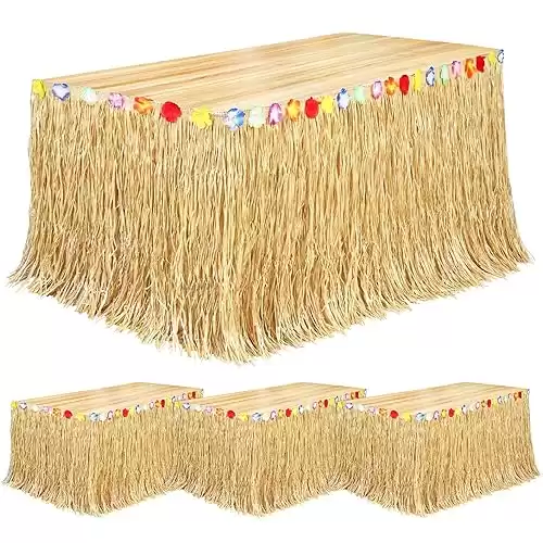 Fovths 4 Pack Luau Grass Table Skirt