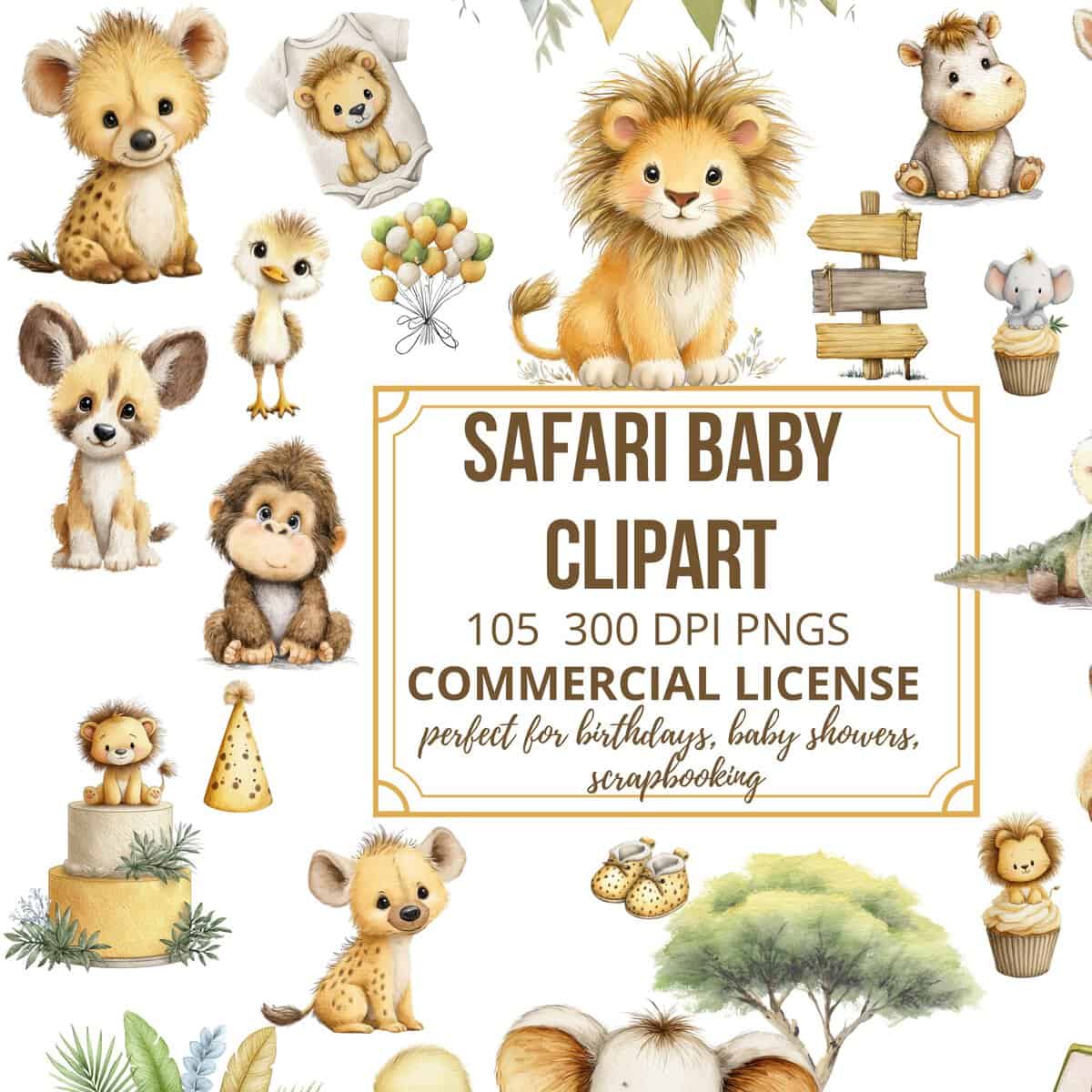 Baby Safari Animal Clipart