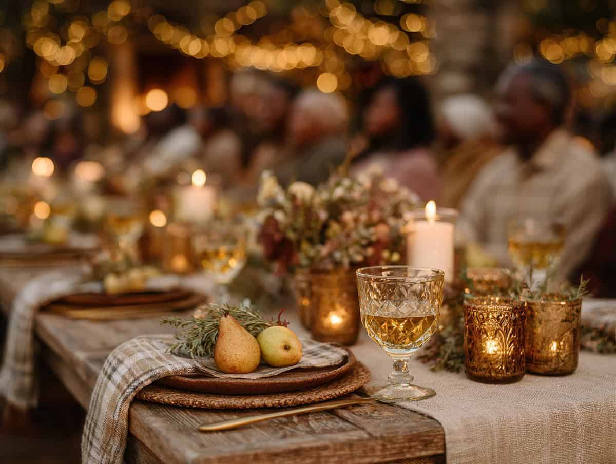 Friendsgiving Decor warm amber and browm