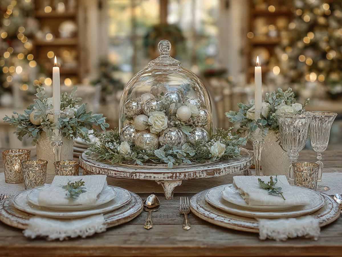 Glass Cloche & Ornament Magic for the Center of the Table