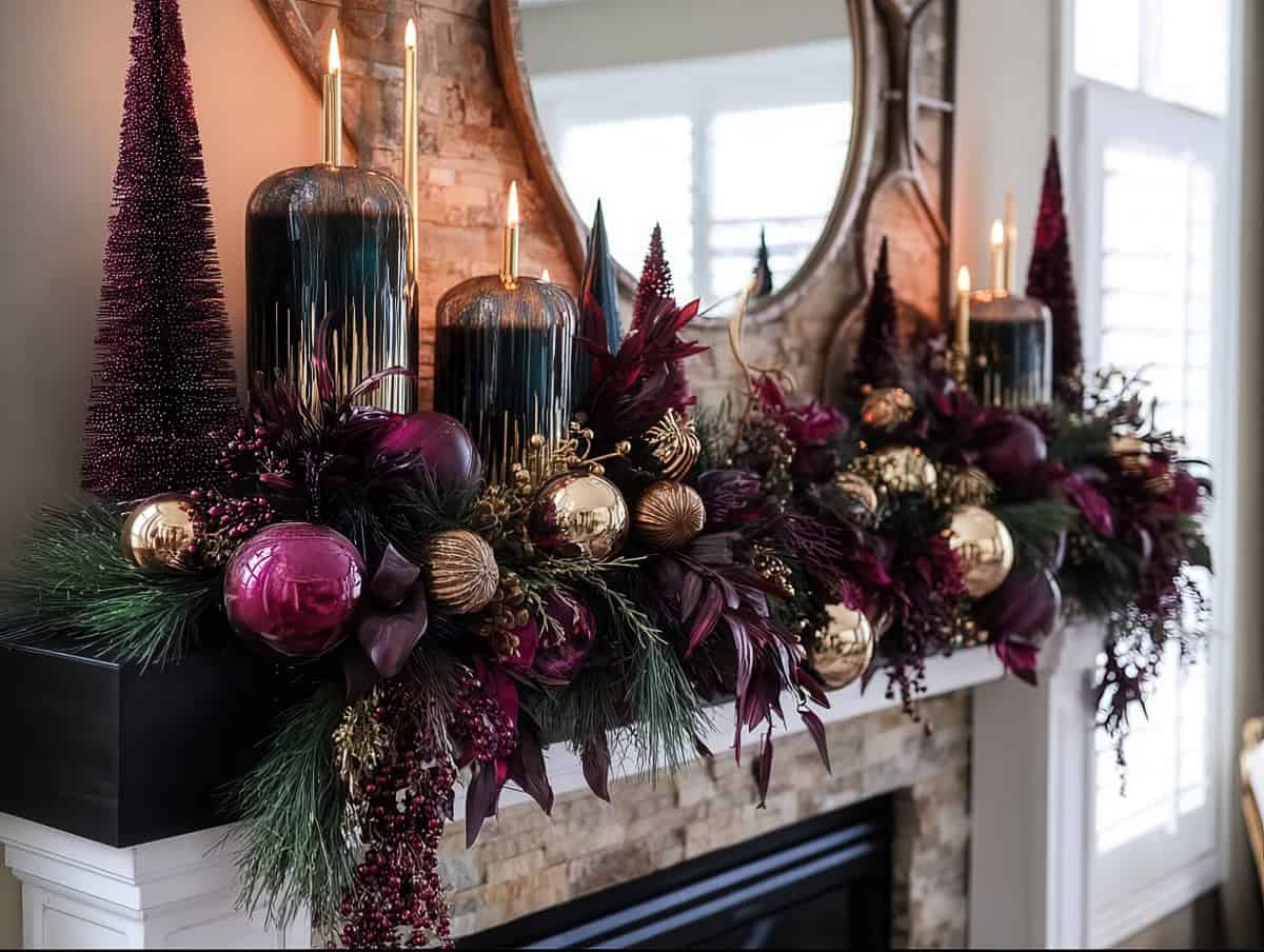 Christmas Mantle with jewel tones
