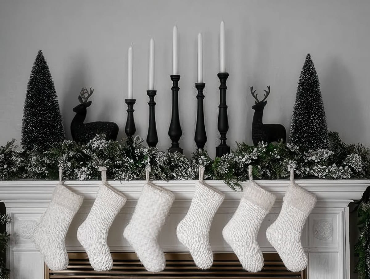 Monochrome and High-Contrast Christmas Mantle